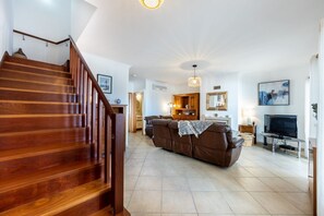 Télévision, cheminée, livres