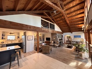 TV, peis, bøker og stereoanlegg