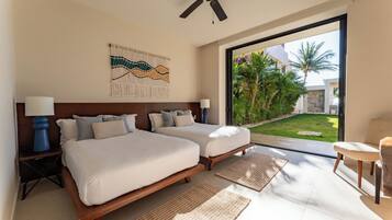 Deluxe-lejlighed - 1 soveværelse - havudsigt - stueetage | Egyptiske bomuldslagner, premium-sengetøj, dundyner