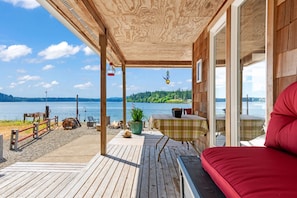 Outdoor dining - Waterfront, cabin- style home with breathtaking views of  Skookum Inlet. (Shelton)