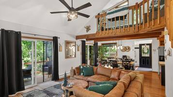 Smart TV, fireplace, video games, foosball
