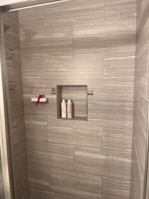 Regadera, amenidades de baño ecológicas, secadora de cabello, toallas 