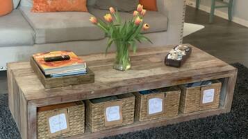 Smart TV, DVD player, books, printers