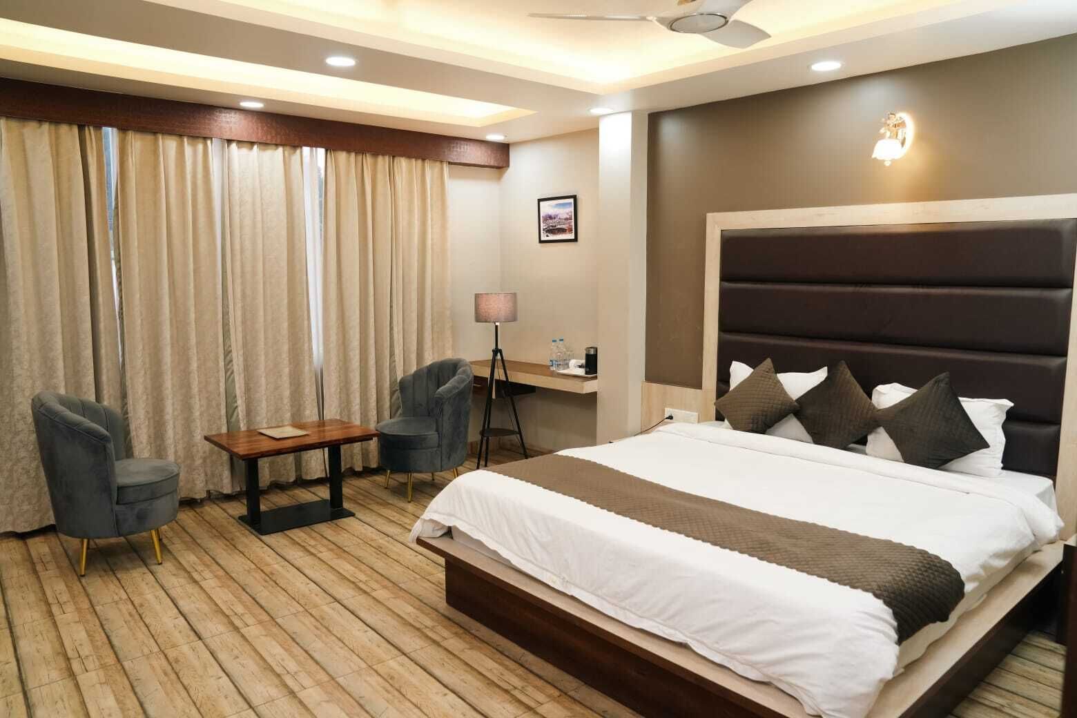 Select Comfort beds, individually furnished, blackout drapes