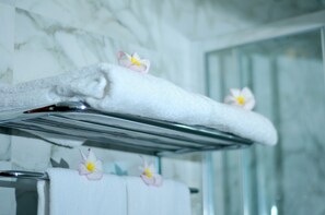 Snyrtivörur án endurgjalds, skolskál, handklæði