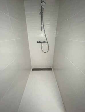 Ducha, secador de pelo, jabón y champú