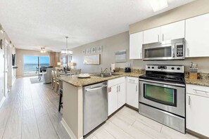 Fridge, microwave, oven, stovetop - Beachfront Retreat • Huge Balcony • Gulf Views (Gulf Shores)