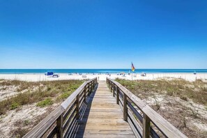 Beach nearby, sun loungers