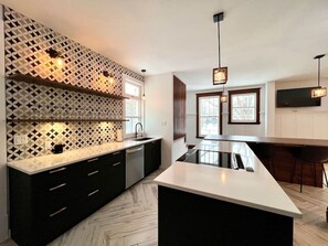 Fridge, microwave, oven, dishwasher