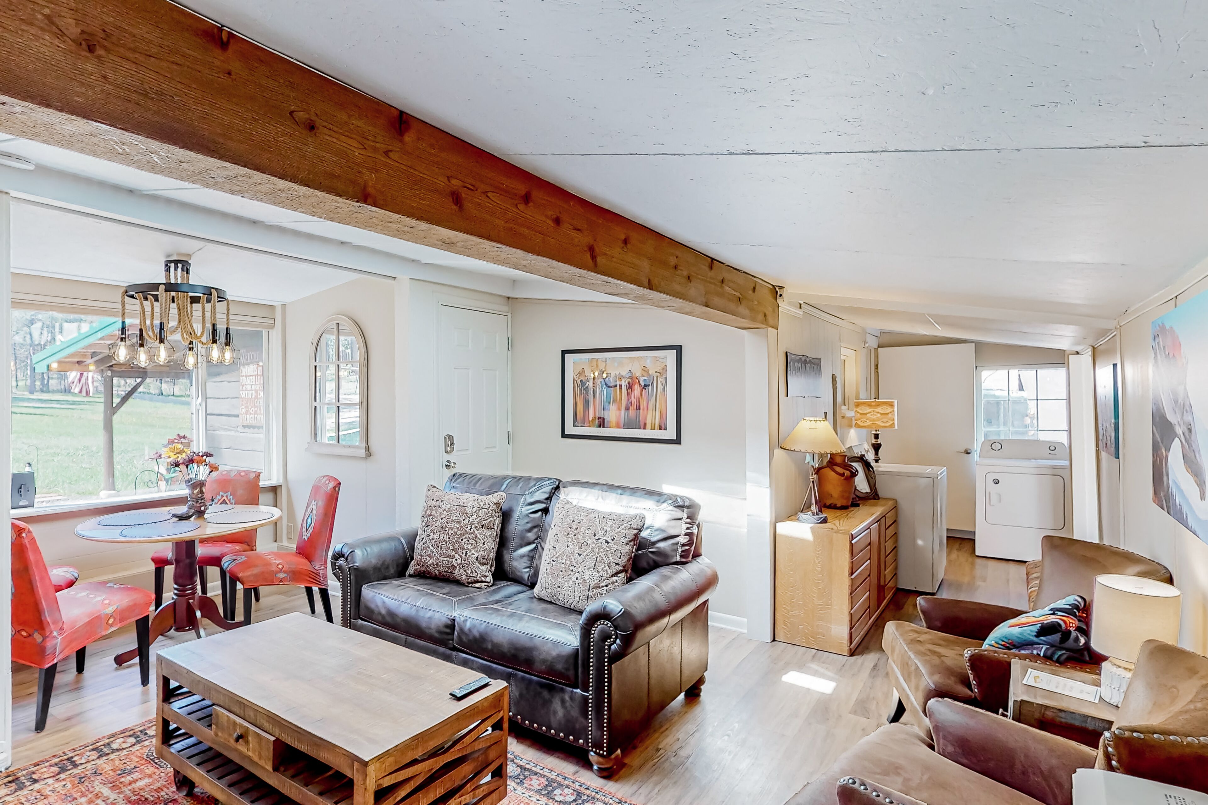 Charming home on 14 acres near town with patios, fire table, & 3 fireplaces