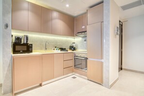 Fridge, microwave, oven, toaster