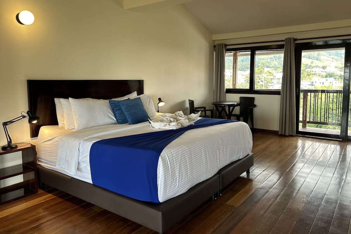 Deluxe appartement, 1 kingsize bed, uitzicht op stad | 1 slaapkamer, luxe beddengoed, een kluis op de kamer