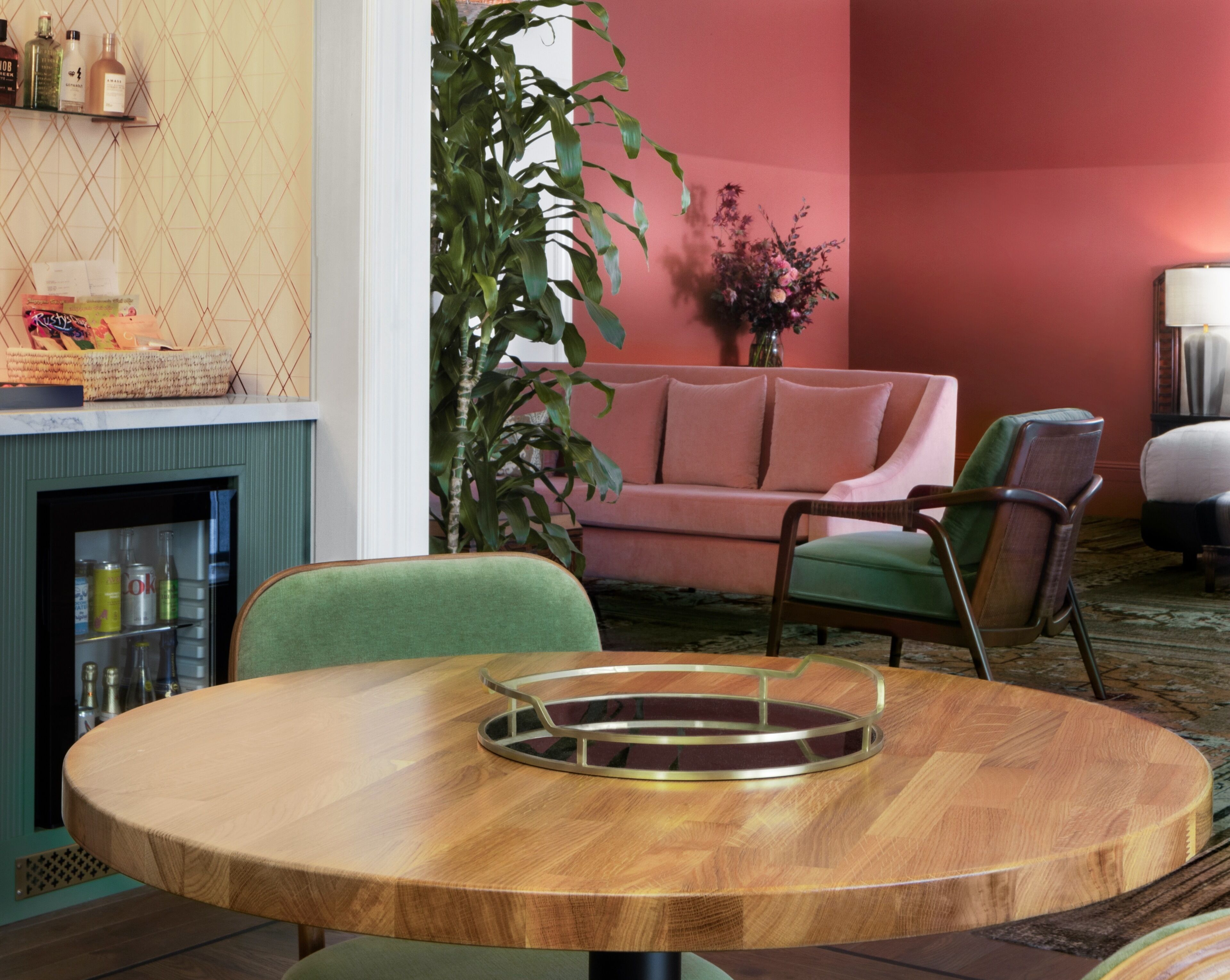 Mini-fridge, espresso maker, coffee/tea maker, ice maker