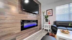 TV, fireplace, offices