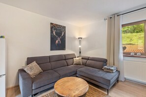 TV - Holiday Apartment "Helmenhube 2" with Sauna, Community Garden and Wi-Fi (Oberzent)