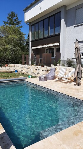 Holiday Apartment "Glüxnest" with Private Terrace, Shared Garden, Sauna and Wi-Fi