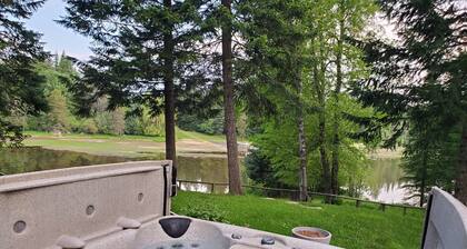 Striking LAKEFRONT home w/ hot tub, dock, highspeed WIFI & week/month discounts