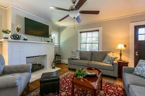 TV, fireplace, offices