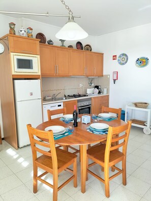 Fridge, microwave, oven, dishwasher