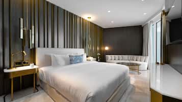 Apartamento luxo, 1 quarto | 1 quarto, cofres nos quartos, cortinas blackout