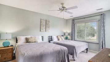 2 bedrooms, desk, iron/ironing board, travel crib