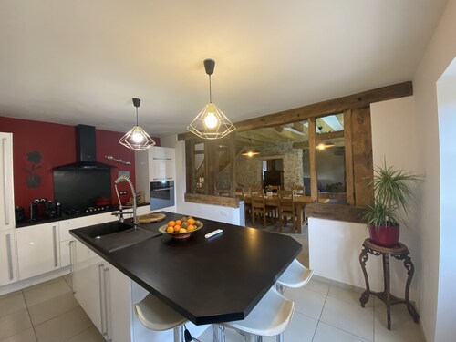 Longère *** with large heated swimming pool, sports room, billiards table, fibreglass in the countryside