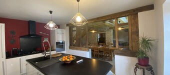 Longère *** with large heated swimming pool, sports room, billiards table, fibreglass in the countryside