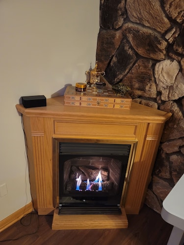 Waterfront with Boat Dock on Detroit River Channel. Fish from the backyard