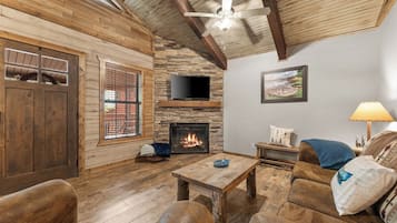 Televisión y chimenea