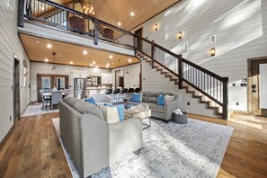 Smart TV, fireplace, video games, foosball