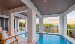 A rooftop pool, a heated pool