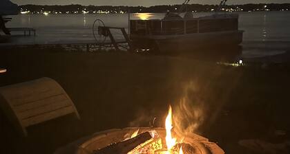 Wide open lake views and large flat front yard