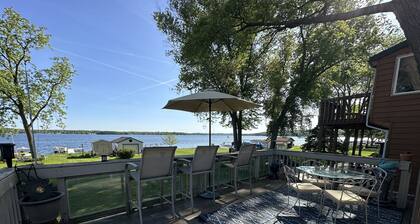 Wide open lake views and large flat front yard