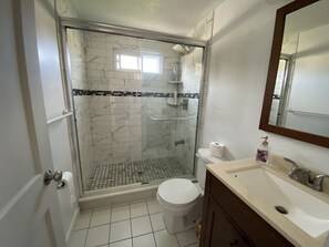 Shower, hair dryer, soap, shampoo - Next to Cragville beach with warm sea water at a quiet and family friendly villa (Barnstable)