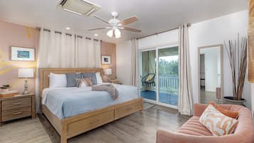 4 bedrooms, desk, iron/ironing board, travel cot