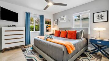 2 bedrooms, desk, iron/ironing board, travel cot