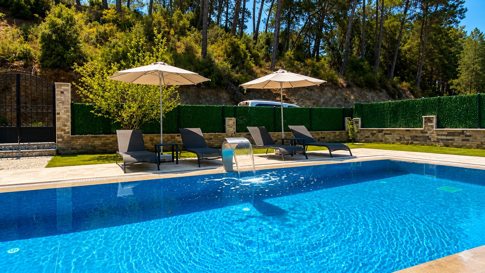 Una piscina al aire libre