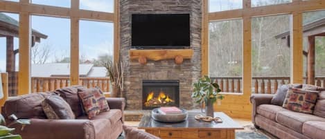 TV, fireplace, DVD player