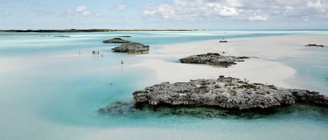 Plage, chaises longues, serviettes de plage