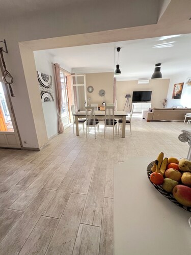 Upper villa with swimming pool and private grounds.