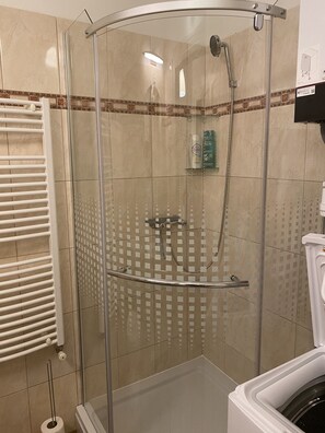 Shower, hair dryer, towels, soap - Blue Danube Apartment 10 Minutes from the Parliament w/ Free Parking  (Budapest)