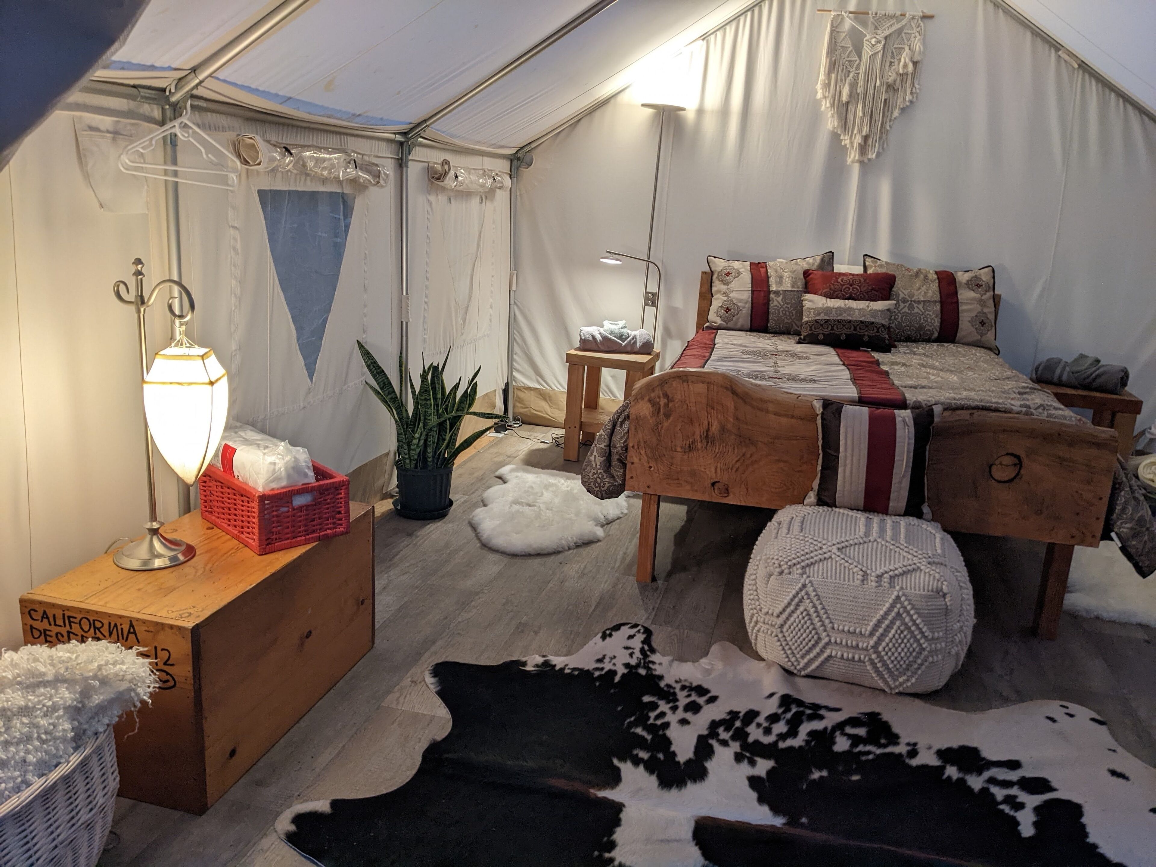 Madrona Glamping Tent with heater and fridge.