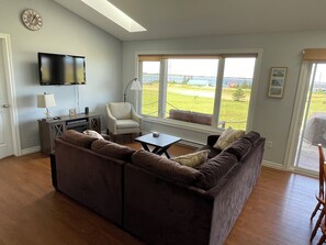 TV, DVD player, books