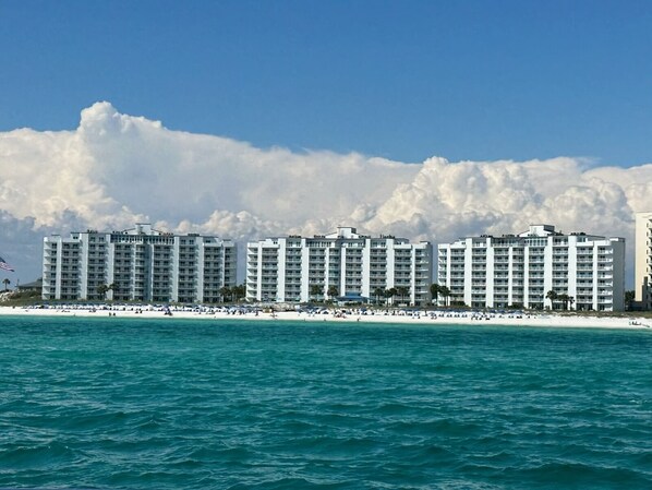 On the beach, beach towels