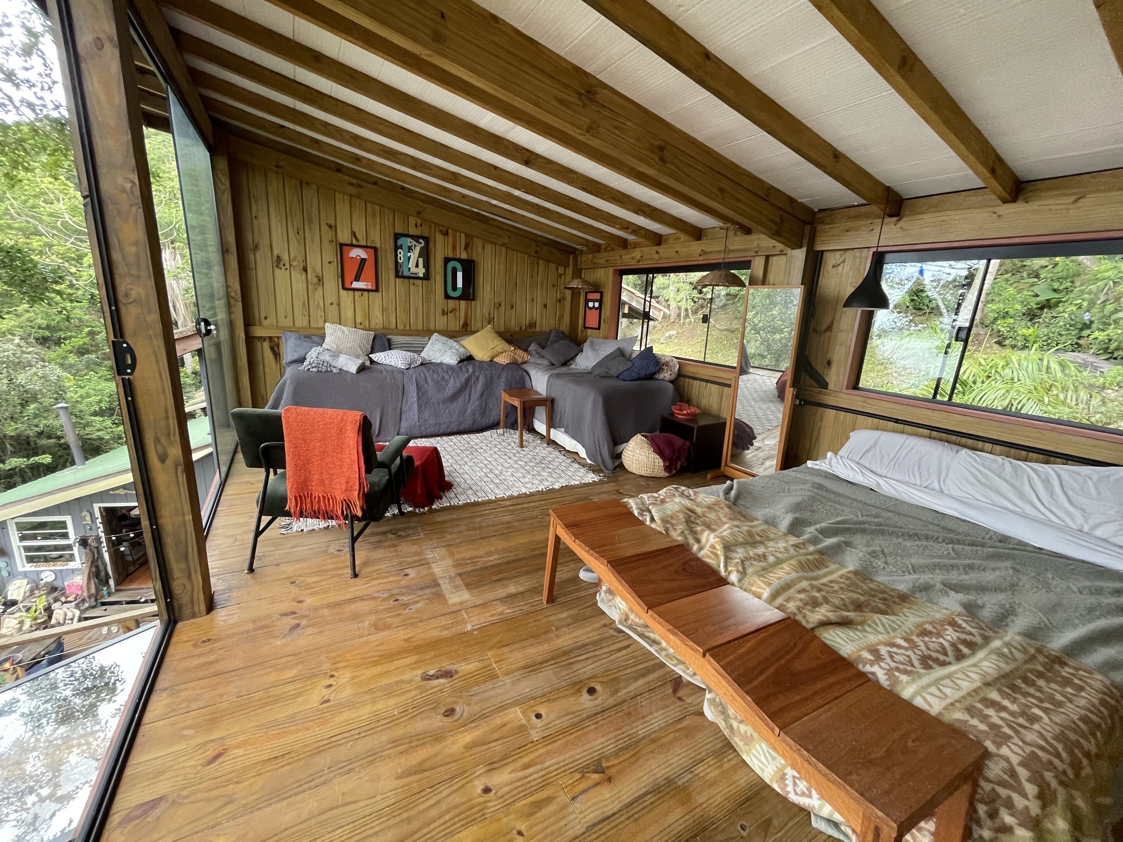 bark on the tree in front of the lake