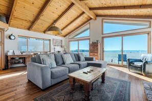 Smart TV, fireplace, DVD player, books