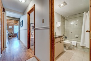 A bathroom with a shower, toilet, and sink. - Telemark 8 - Ski in Walk out, Private Sauna, Short Walk to the Village (Whistler)