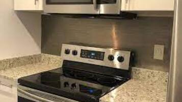 Fridge, microwave, oven, toaster