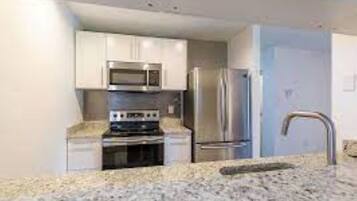 Fridge, microwave, oven, toaster