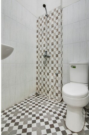 Shower, rainfall showerhead, soap